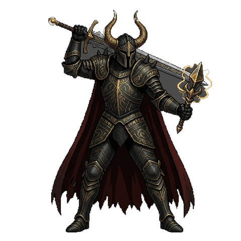 Elden-ring style armored boss reference art