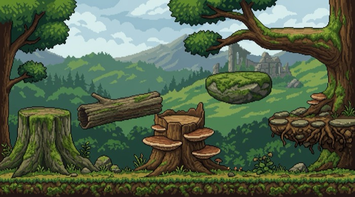 Side-scroll forest map